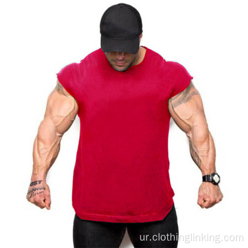مردوں کے لئے ورزش پٹھوں کی پتلی کاٹن فٹ ٹی شرٹس